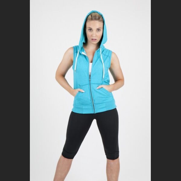 RAMO Ladies/Junior Heather SLEEVELESS ZIP Hoodies - Greatness Range Thumbnail