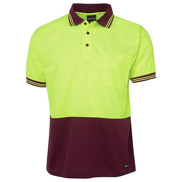 JB's WEAR Hi Vis S/S Traditional Polo Lime/Black S Thumbnail