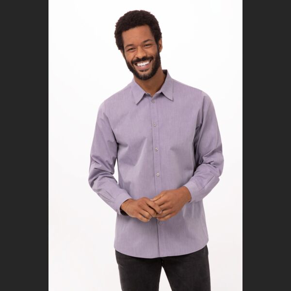 CHEF WORKS Mens Modern Chambray Dress Shirt Thumbnail