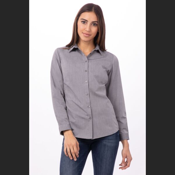 CHEF WORKS Women's Modern Chambray Dress Shirt Thumbnail